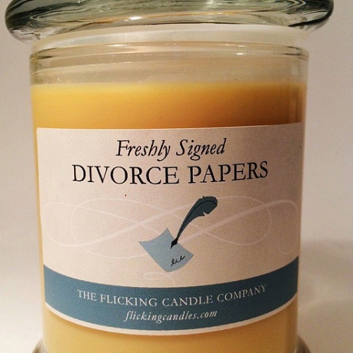 Freshly Signed Divorce Papers Candle